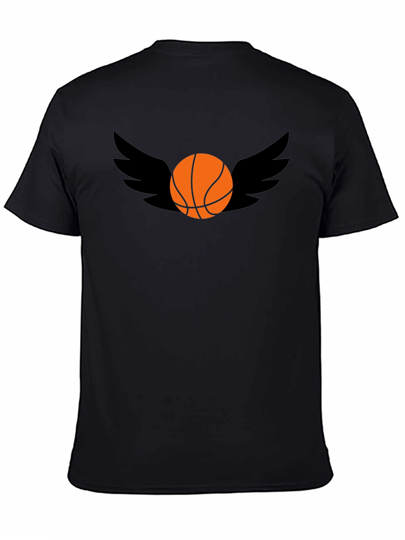 Basketball Wings Graphic Tee - Black Cotton T-Shirt