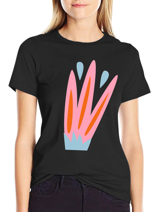 Abstract Floral Print Black T-Shirt
