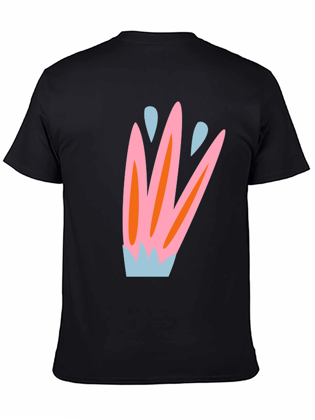 Abstract Floral Print Black T-Shirt