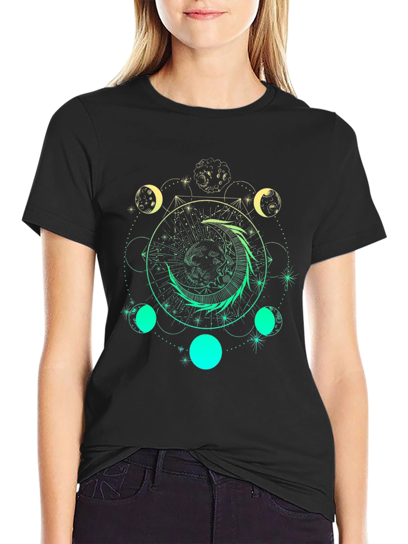 Celestial Moon Phase Graphic T-Shirt