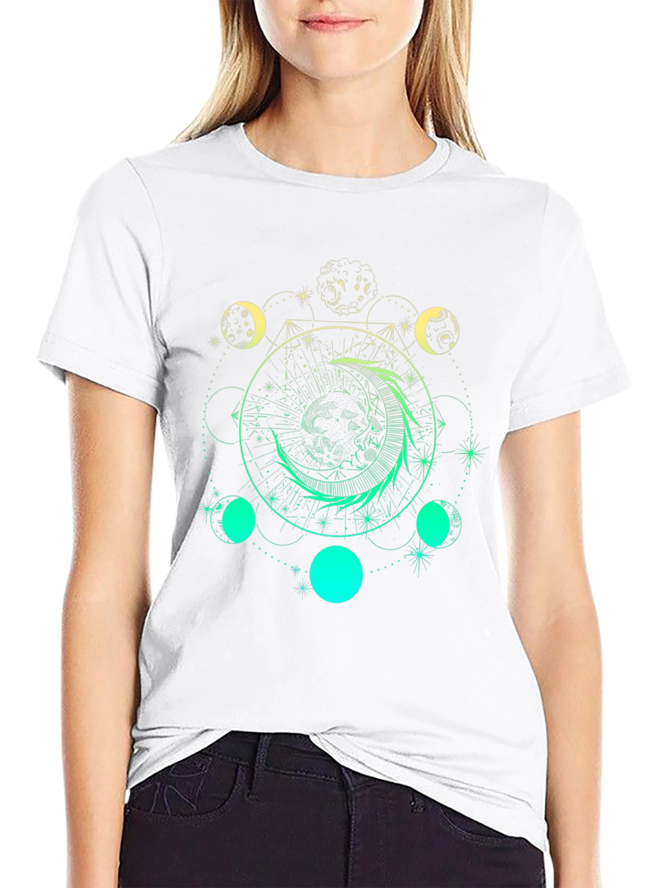 Celestial Moon Phase Graphic T-Shirt