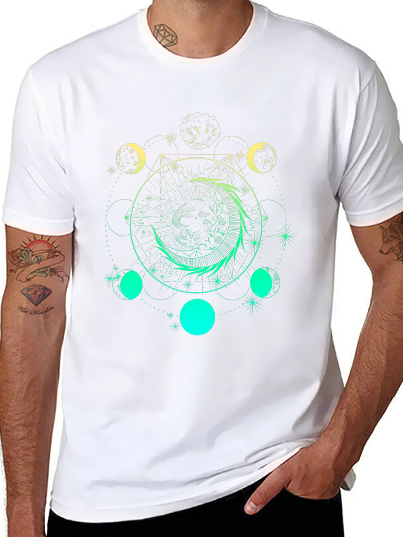Celestial Moon Phase Graphic T-Shirt