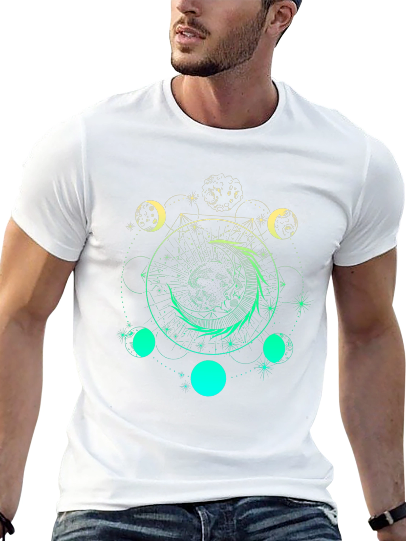 Celestial Moon Phase Graphic T-Shirt