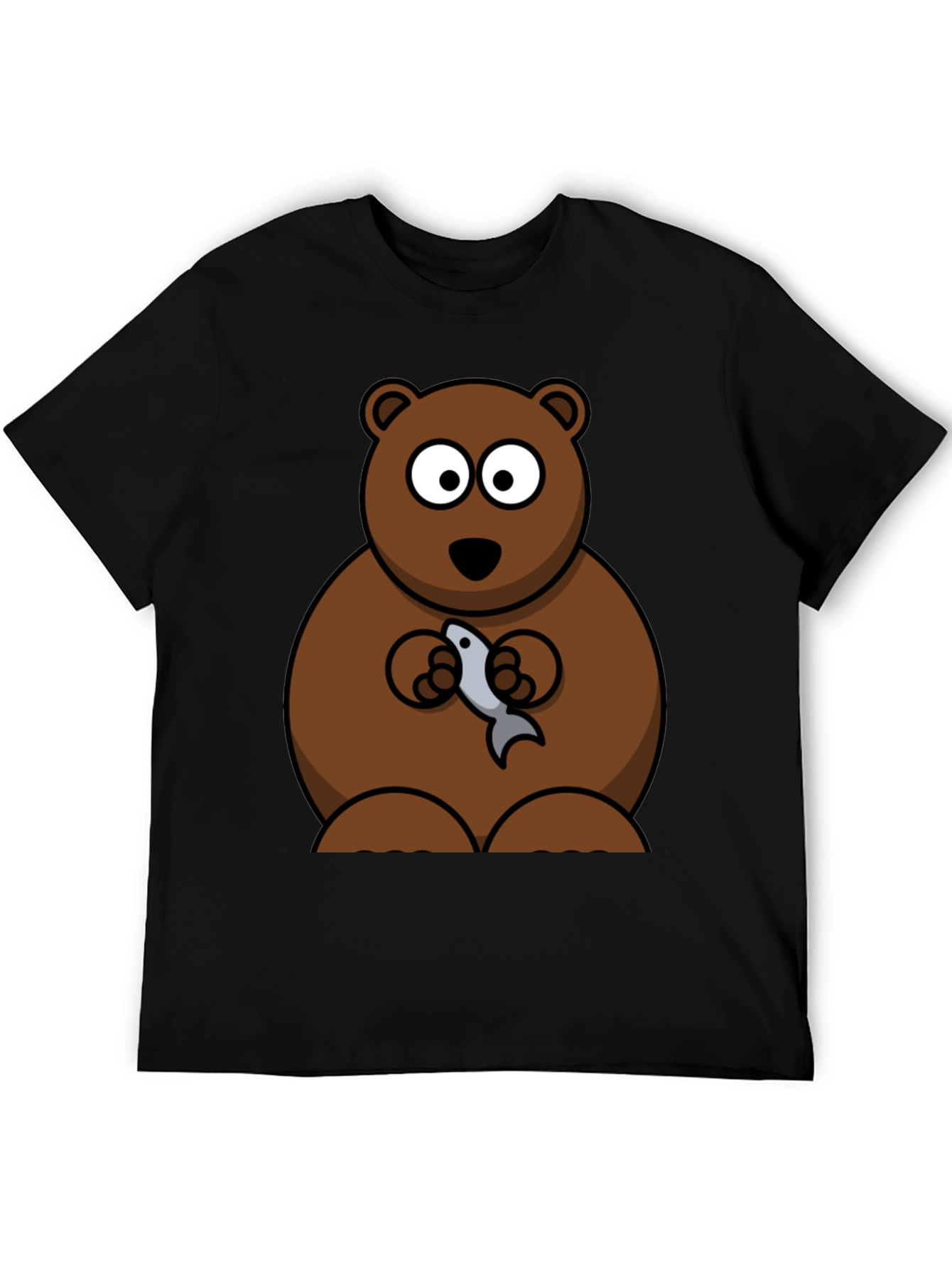 Bear Holding Fish Graphic T-Shirt