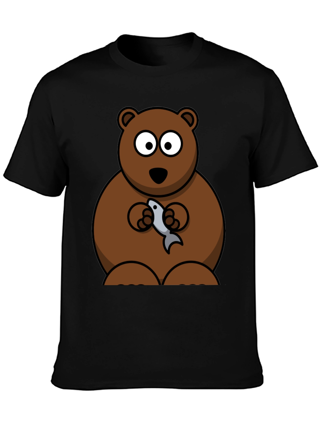 Bear Holding Fish Graphic T-Shirt