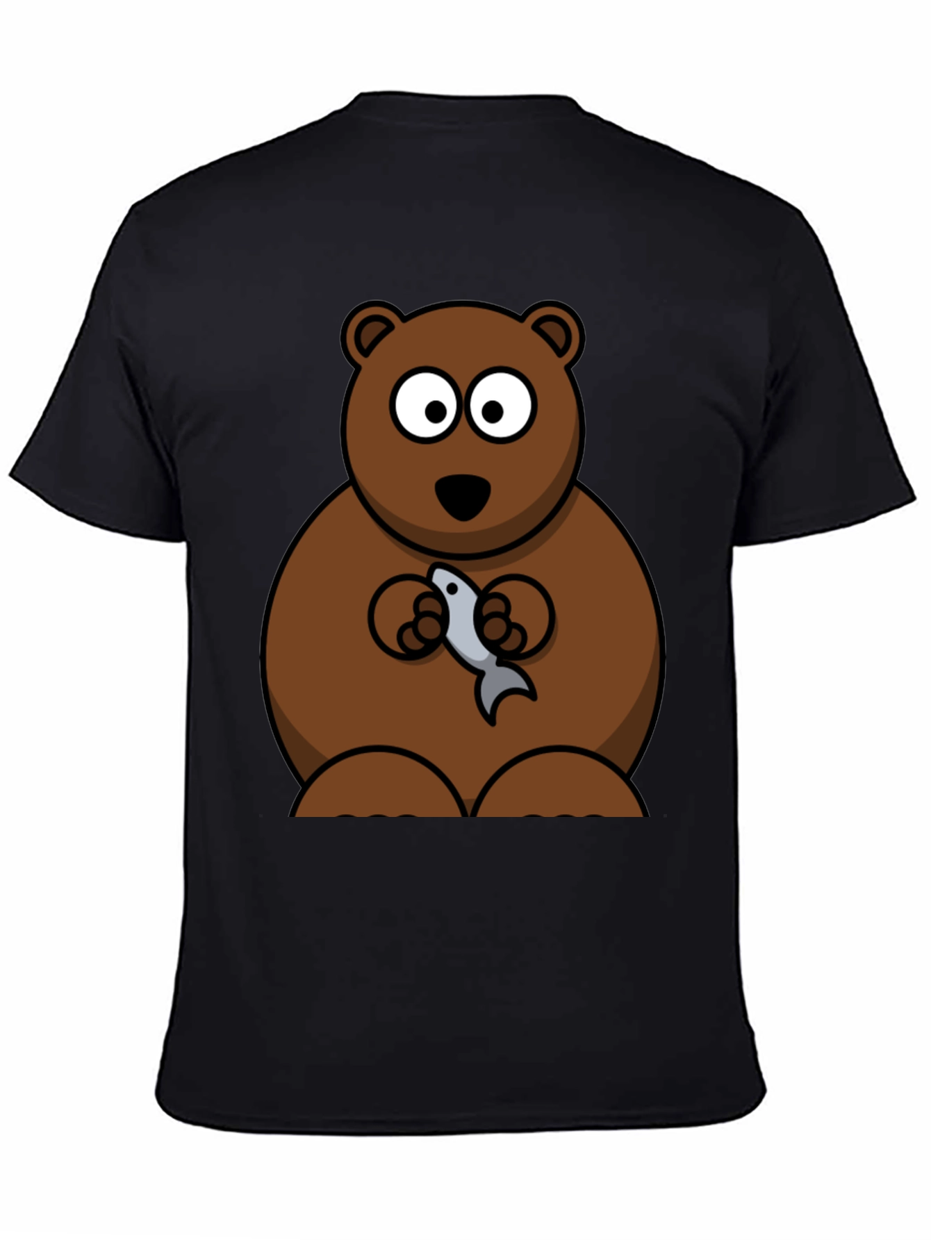 Bear Holding Fish Graphic T-Shirt