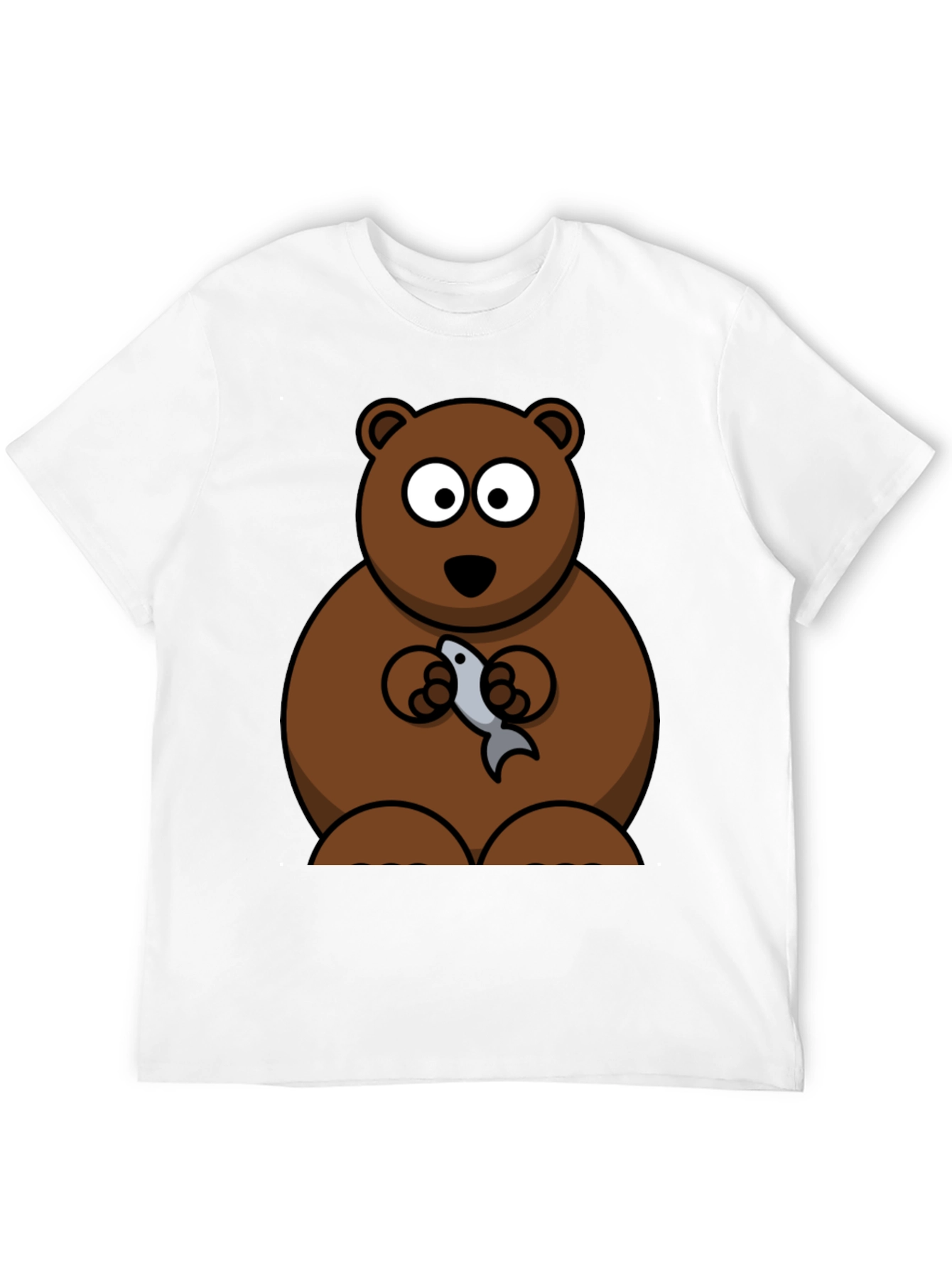 Bear Holding Fish Graphic T-Shirt