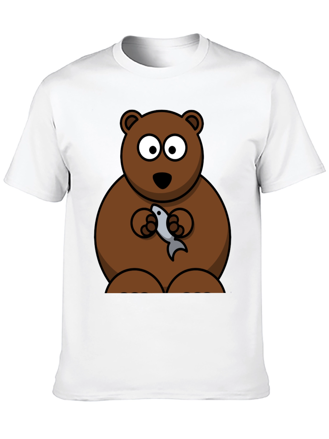 Bear Holding Fish Graphic T-Shirt