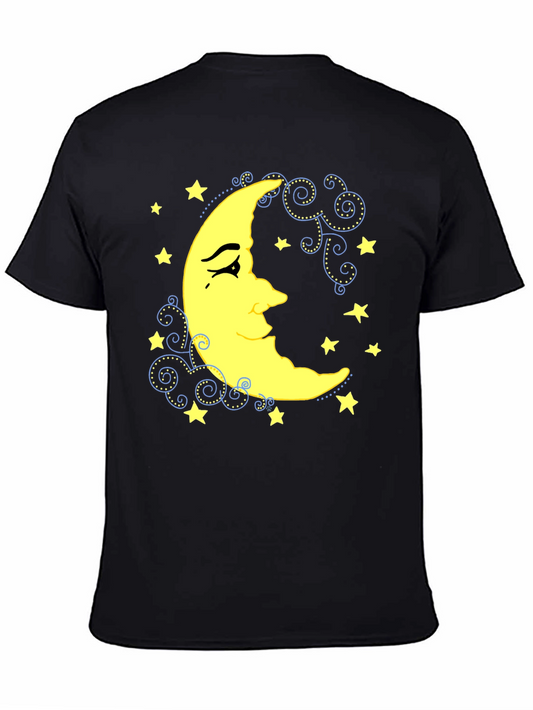 Moon & Stars Graphic Tee - Black Cotton Comfort