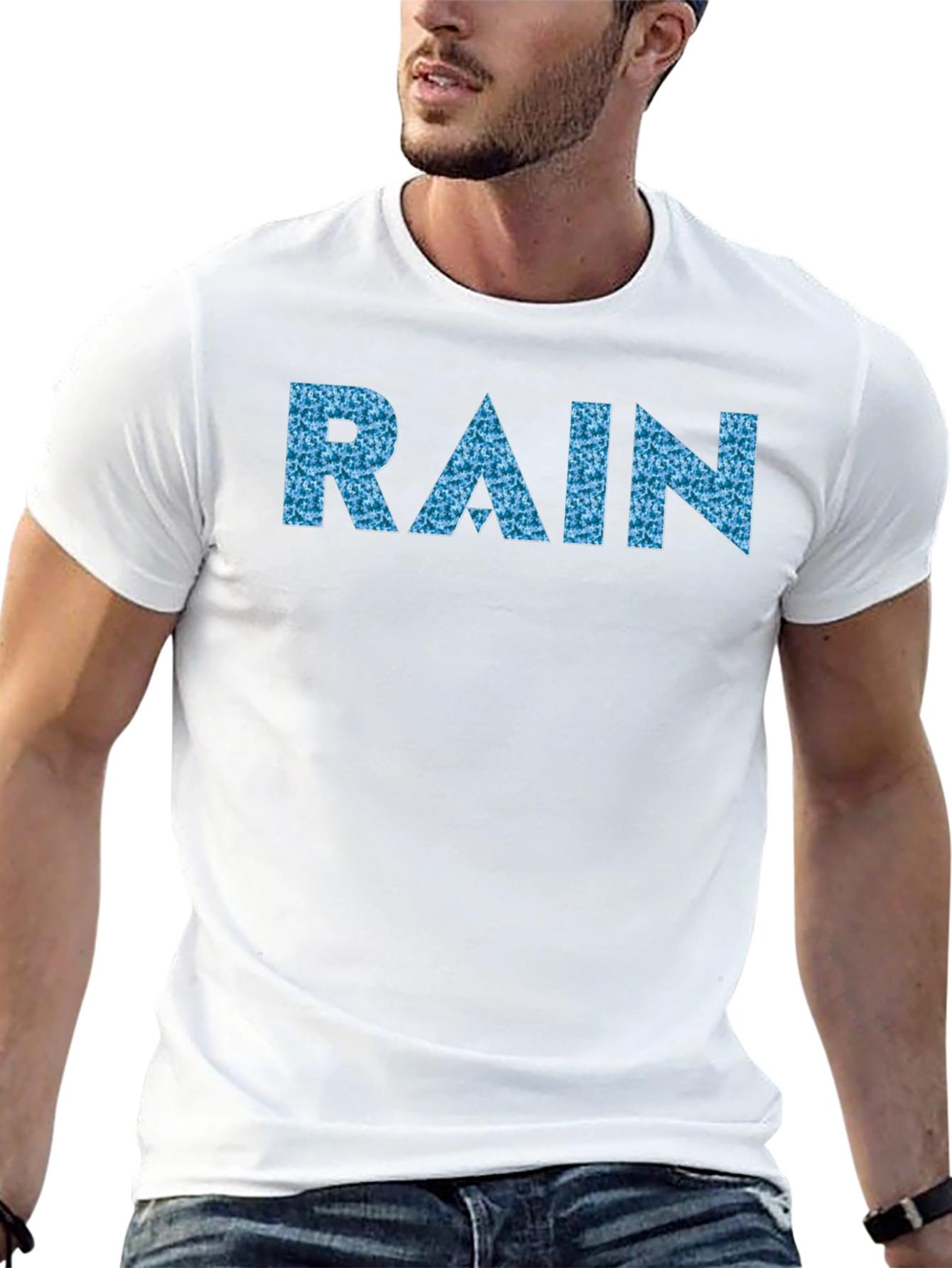 Rain Pattern Graphic Black T-Shirt