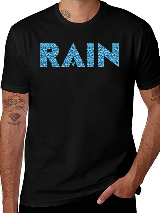 Rain Pattern Graphic Black T-Shirt