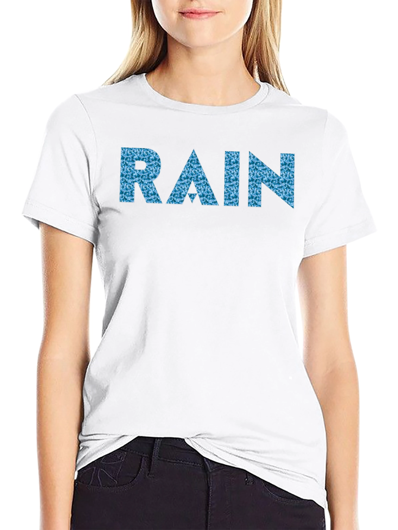 Rain Pattern Graphic Black T-Shirt