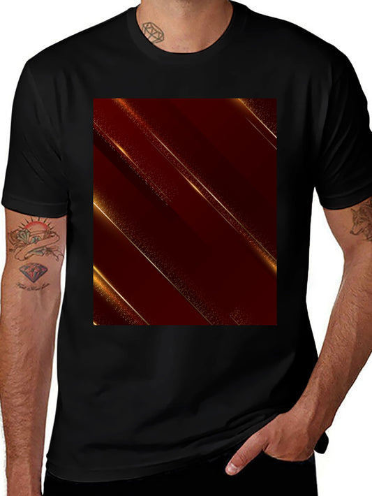 Stylish Black Tee with Abstract Gold Design
