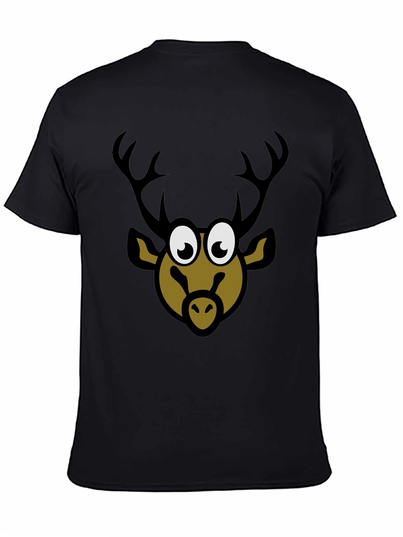 Cartoon Deer Graphic Tee - Black T-Shirt