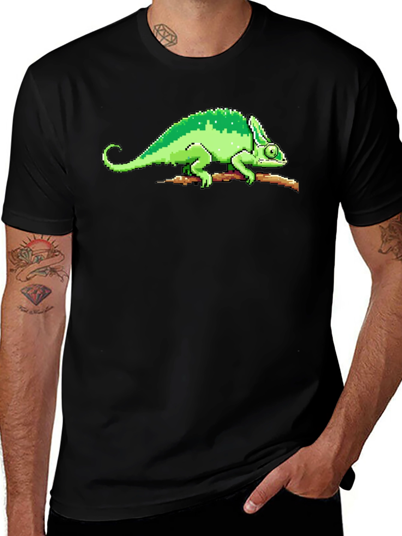 Pixel Chameleon T-Shirt - Cool Graphic Tee