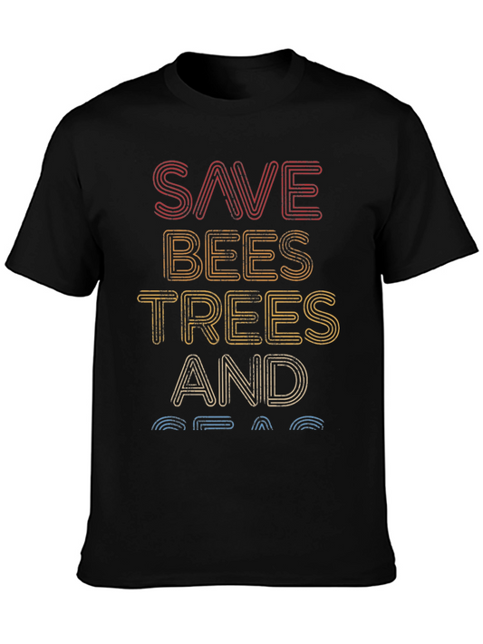 Save Bees Trees and Seas Graphic Tee - Black