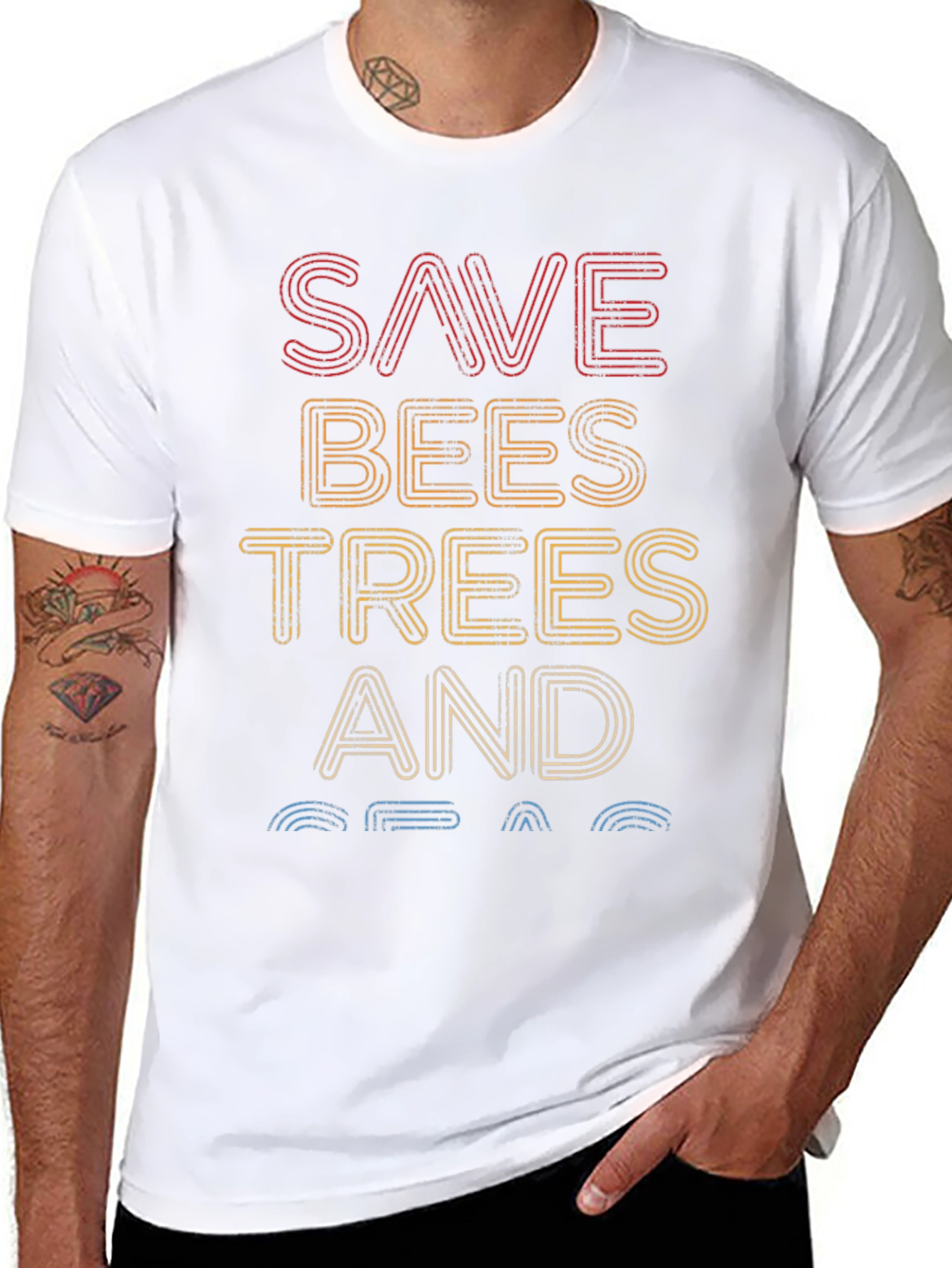 Save Bees Trees and Seas Graphic Tee - Black