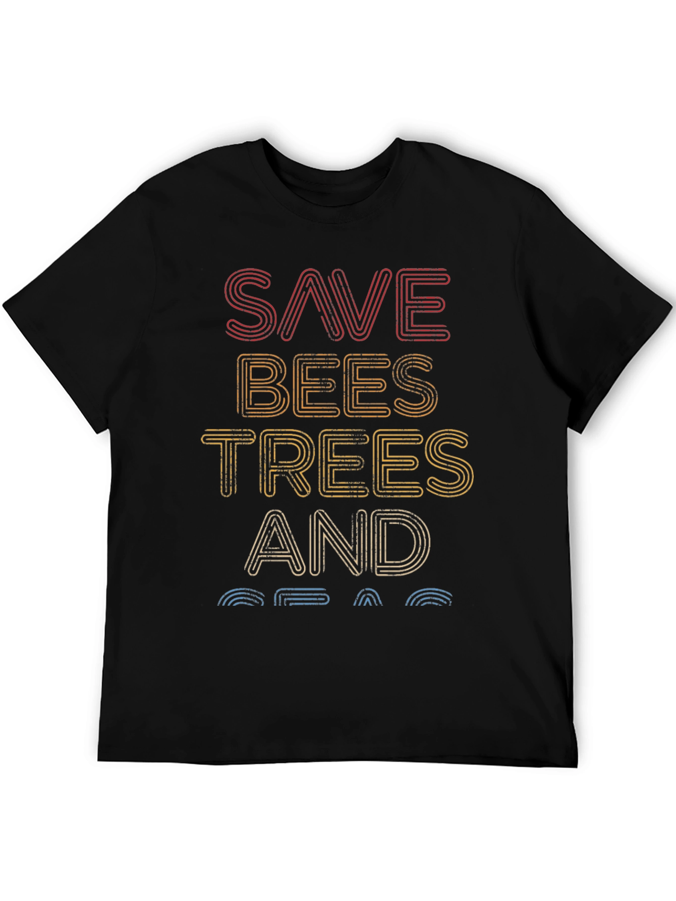 Save Bees Trees and Seas Graphic Tee - Black
