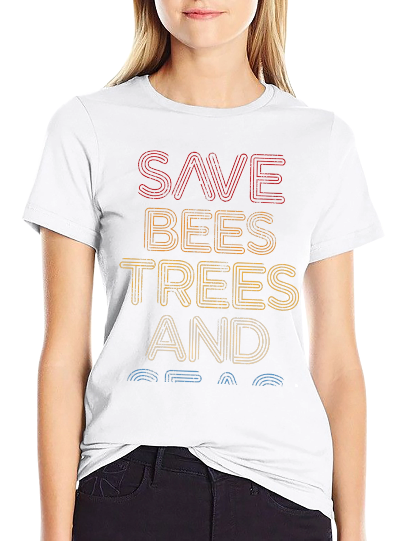 Save Bees Trees and Seas Graphic Tee - Black