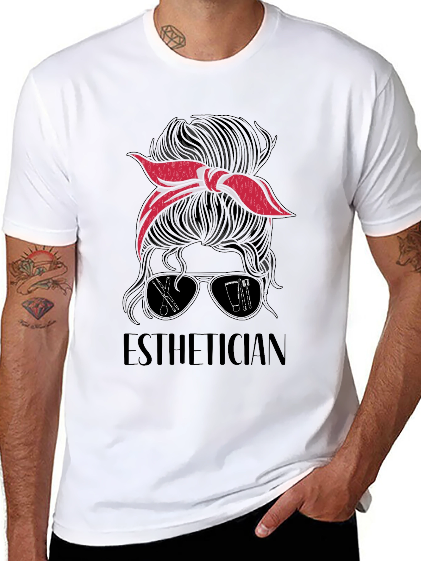 Esthetician Messy Bun Graphic Tee - Salon & Beauty