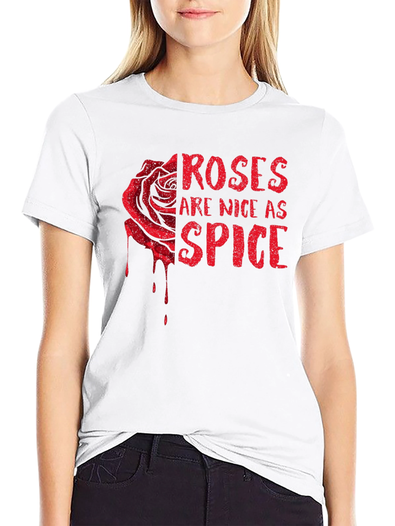 Roses Are Nice As Spice Black Graphic T-Shirt