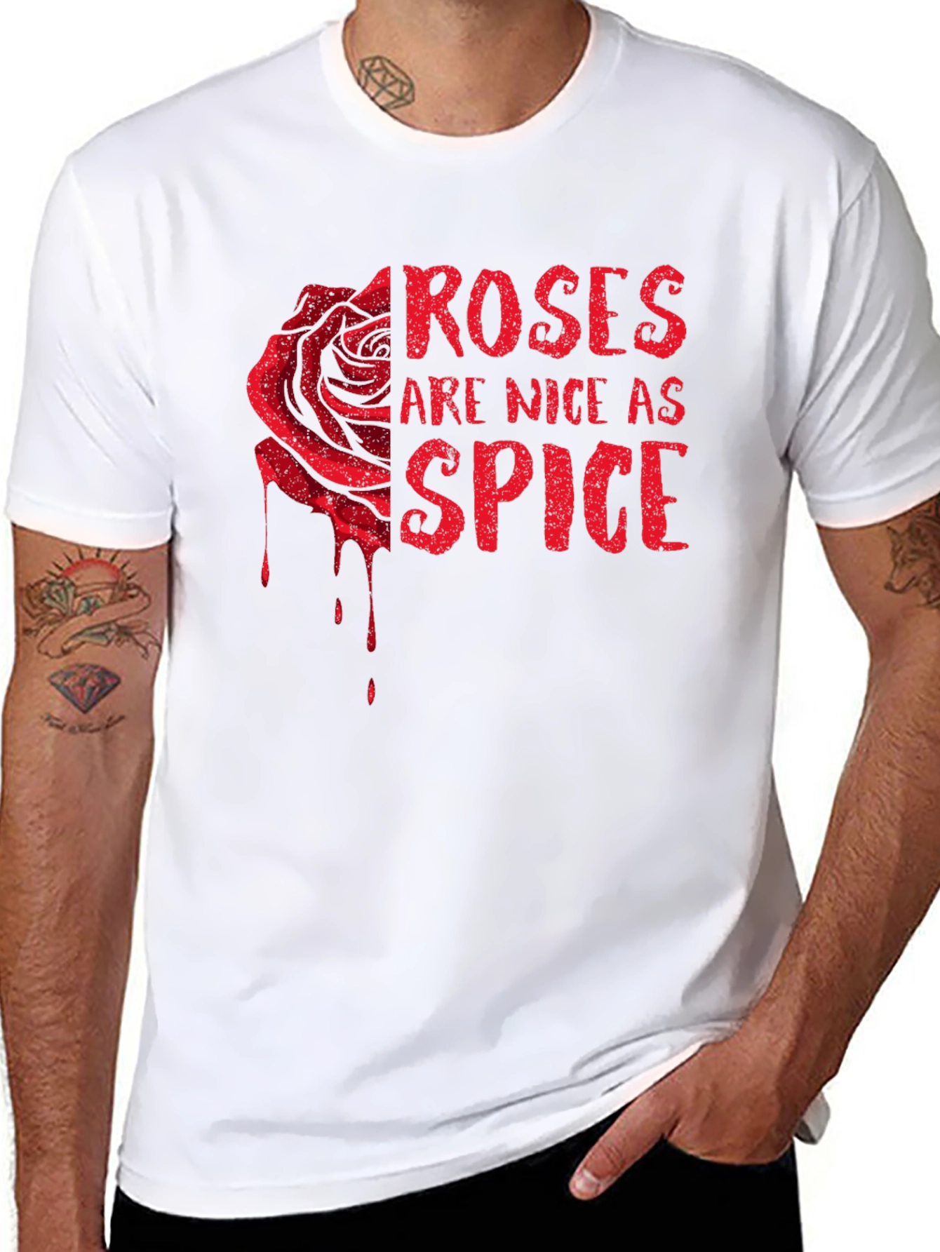 Roses Are Nice As Spice Black Graphic T-Shirt