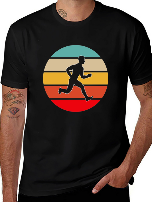Retro Runner Graphic Tee - Black Cotton T-Shirt