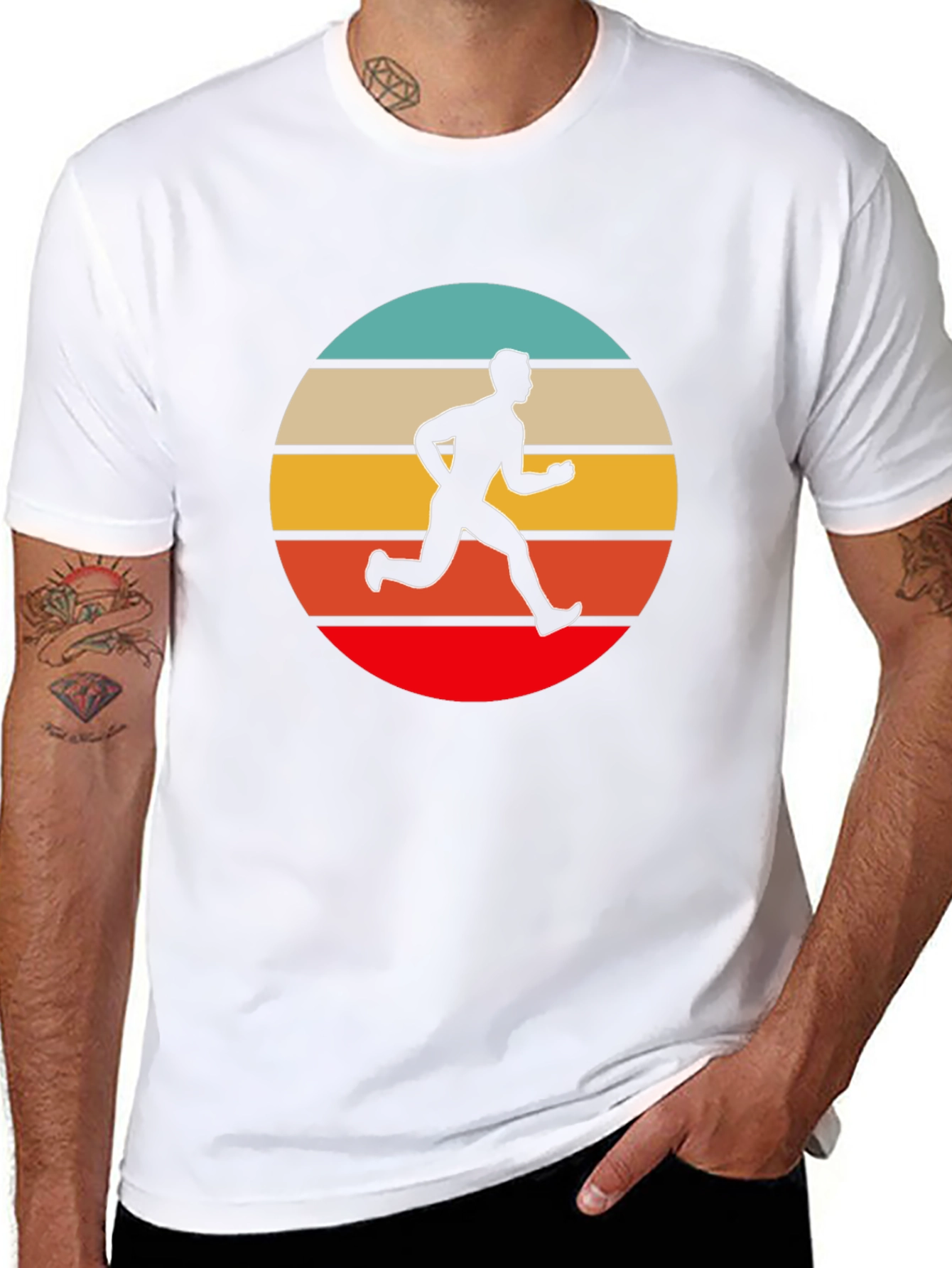 Retro Runner Graphic Tee - Black Cotton T-Shirt