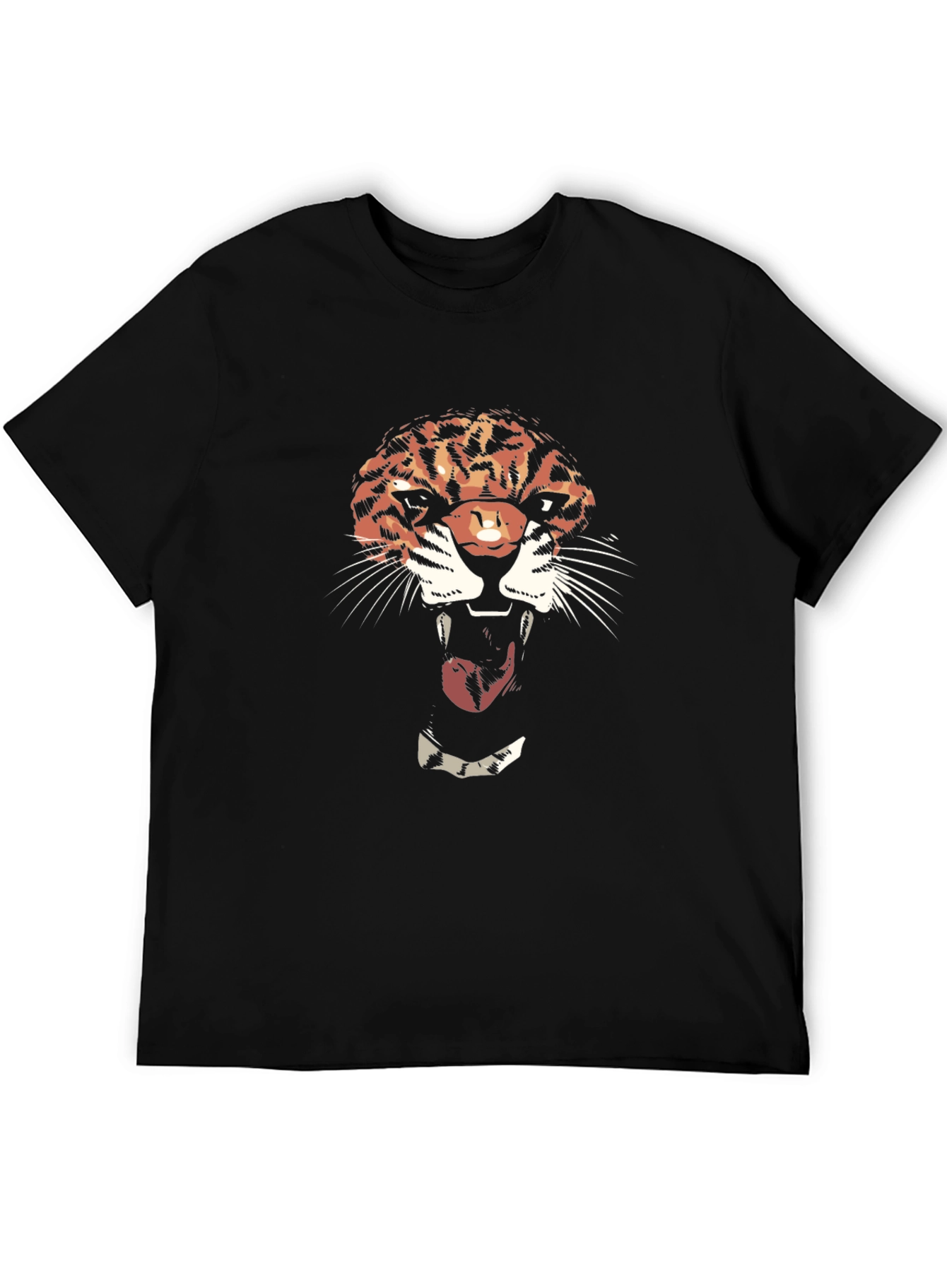 Tiger Graphic Tee - Bold Black Cotton T-Shirt