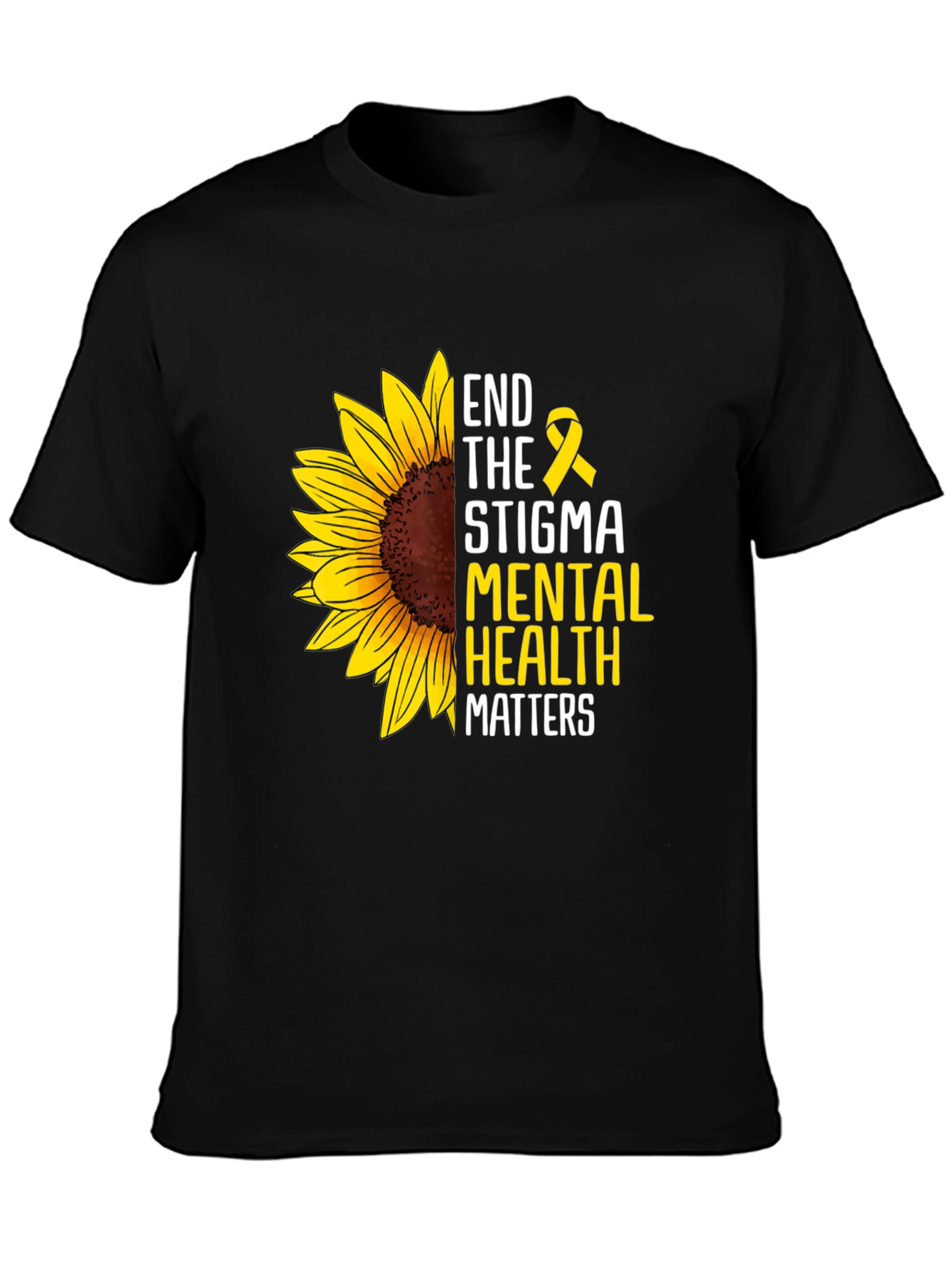 End the Stigma Mental Health Matters Sunflower T-Shirt