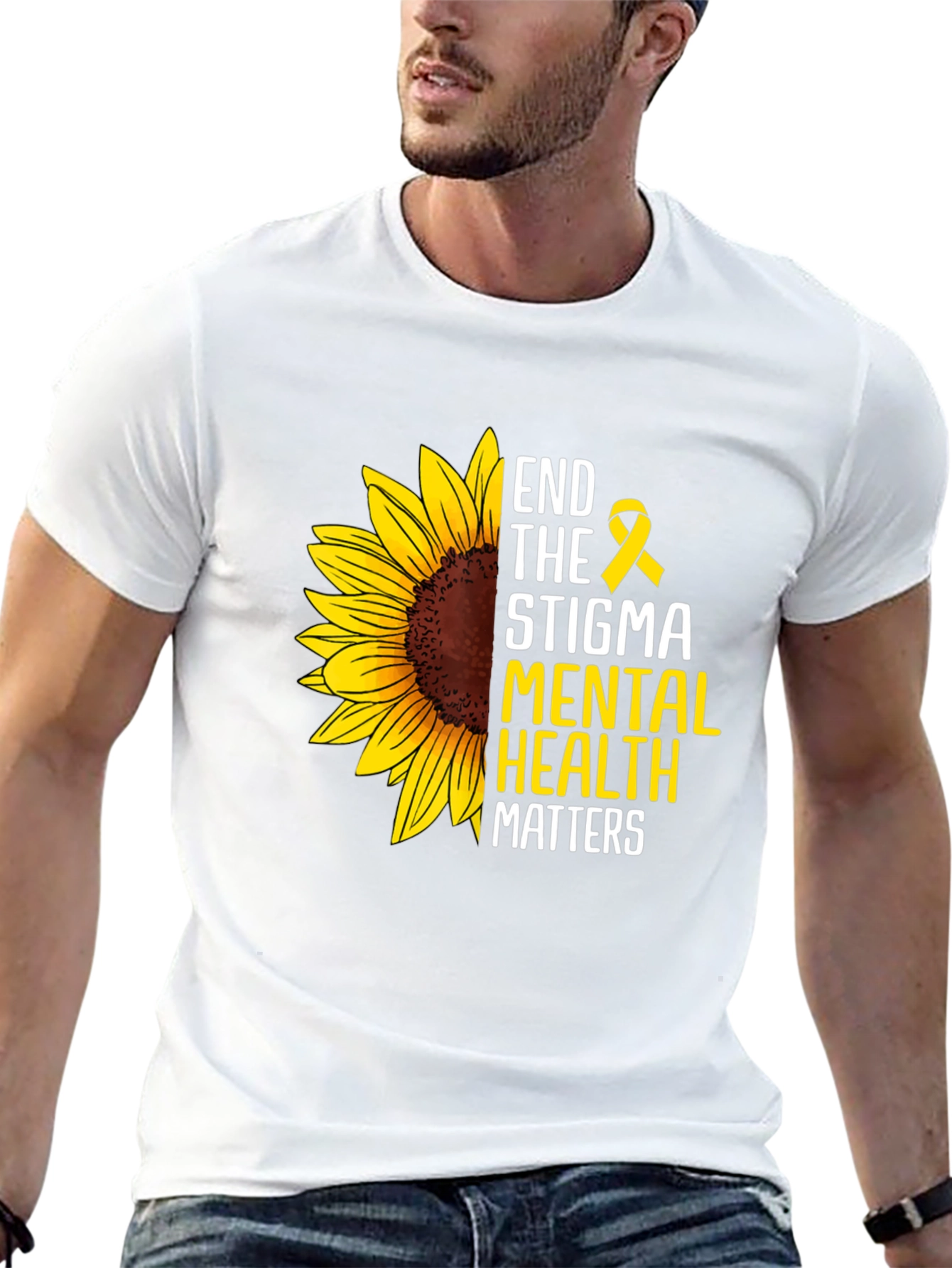 End the Stigma Mental Health Matters Sunflower T-Shirt
