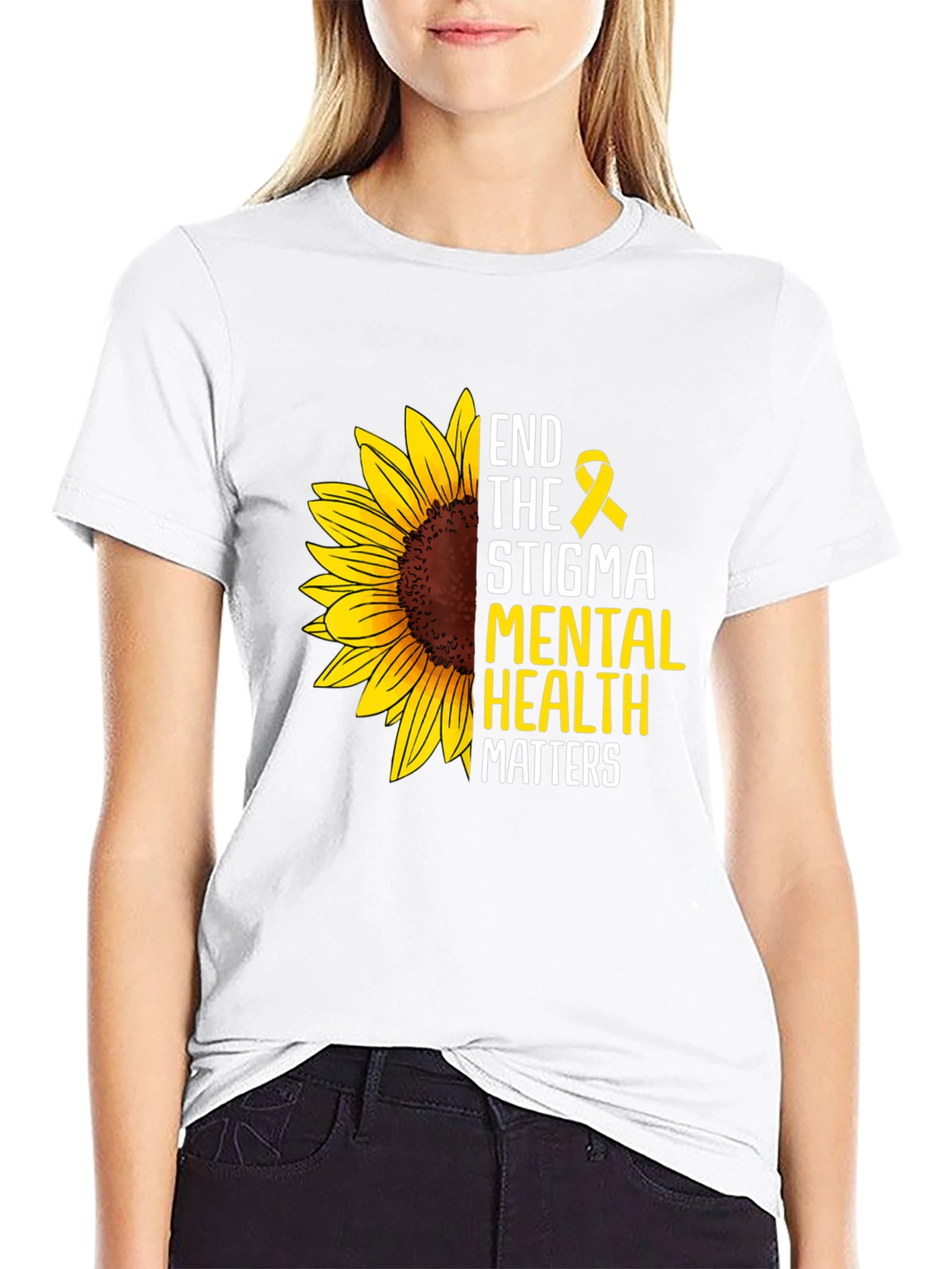 End the Stigma Mental Health Matters Sunflower T-Shirt