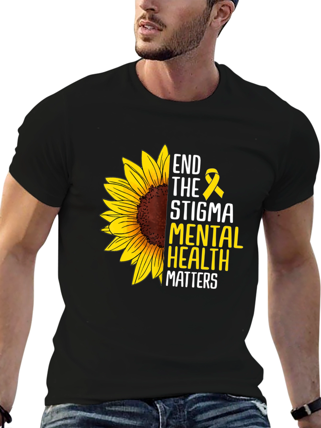 End the Stigma Mental Health Matters Sunflower T-Shirt