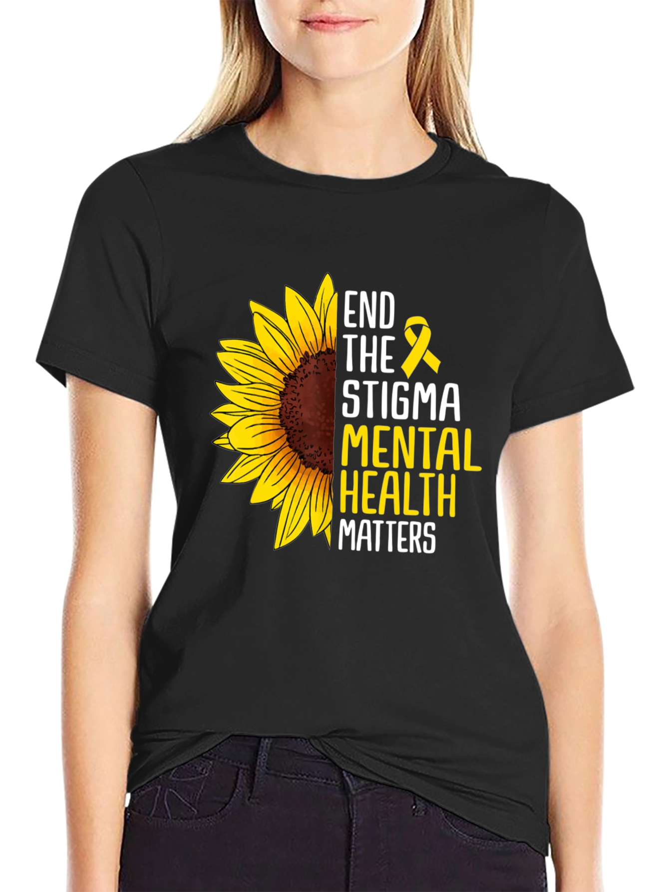 End the Stigma Mental Health Matters Sunflower T-Shirt