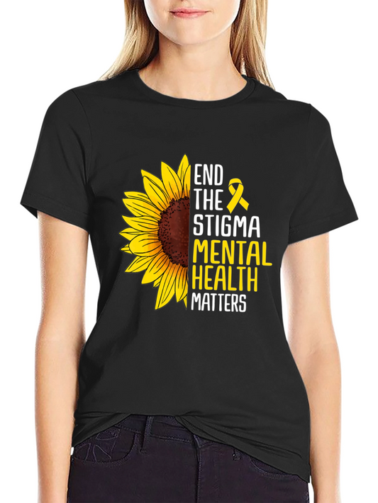 End the Stigma Mental Health Matters Sunflower T-Shirt