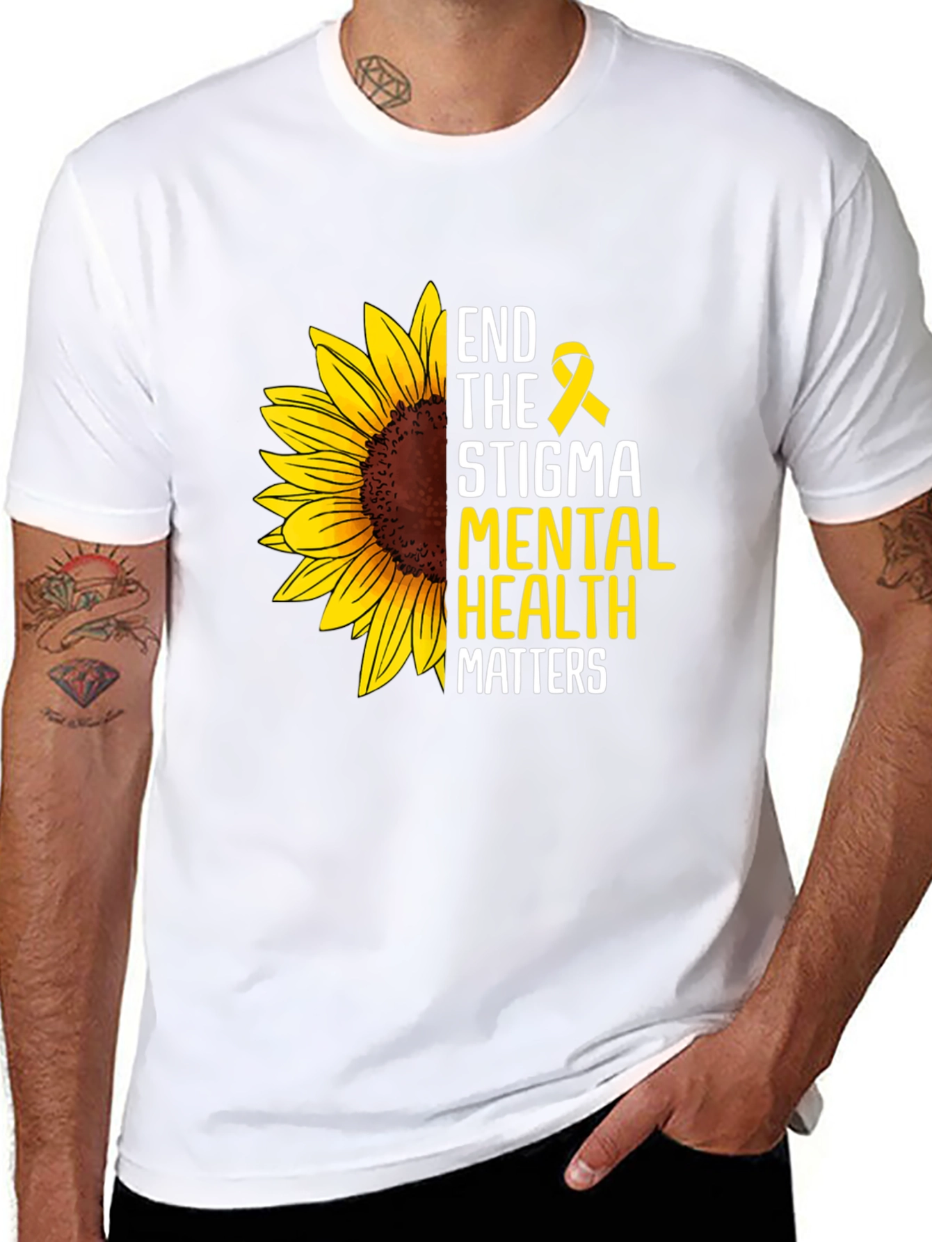 End the Stigma Mental Health Matters Sunflower T-Shirt