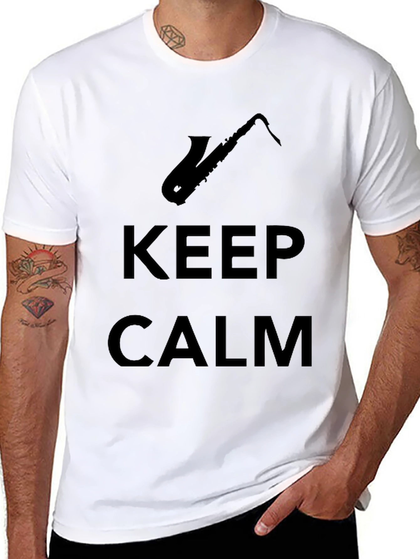 Keep Calm Saxophone T-Shirt - Black