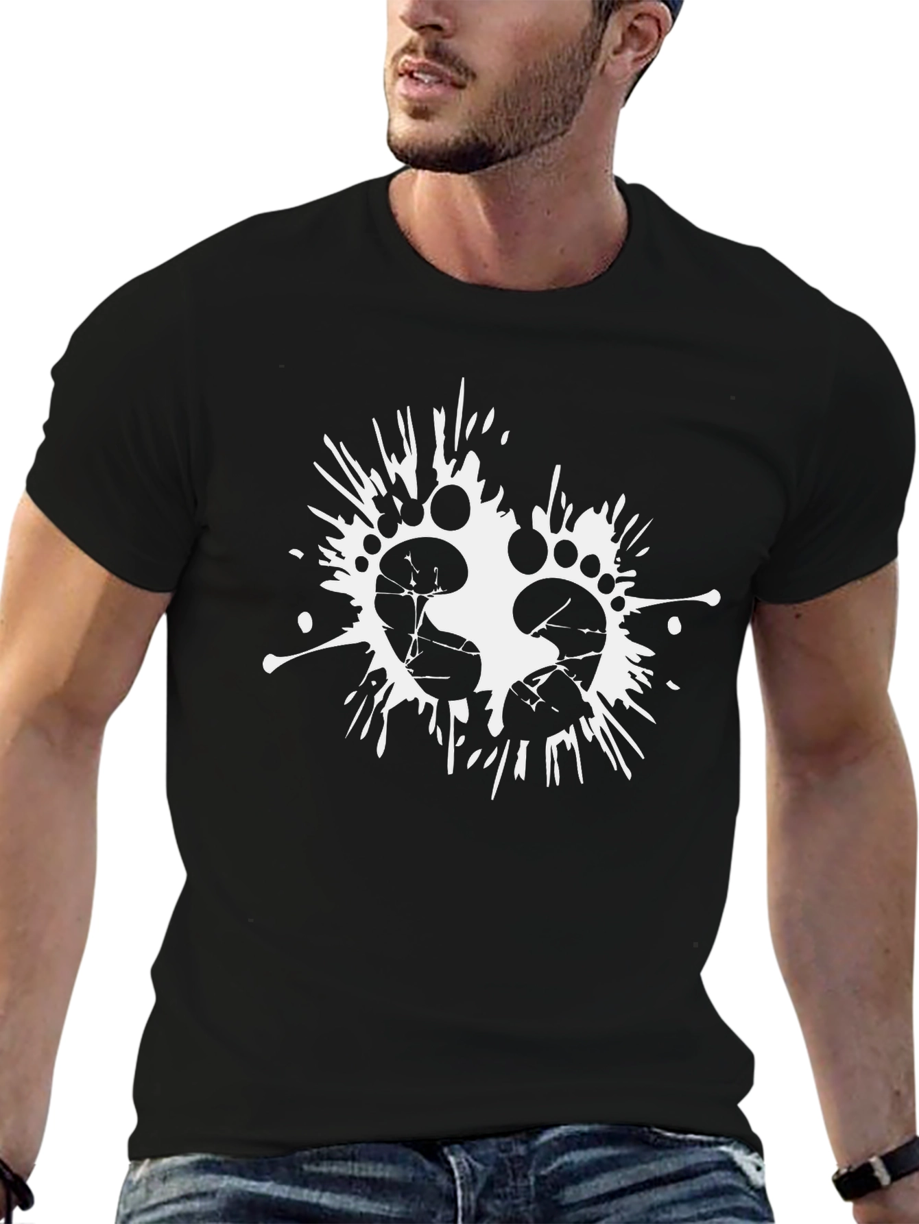 Footprint Splash Tee - Black Cotton Blend