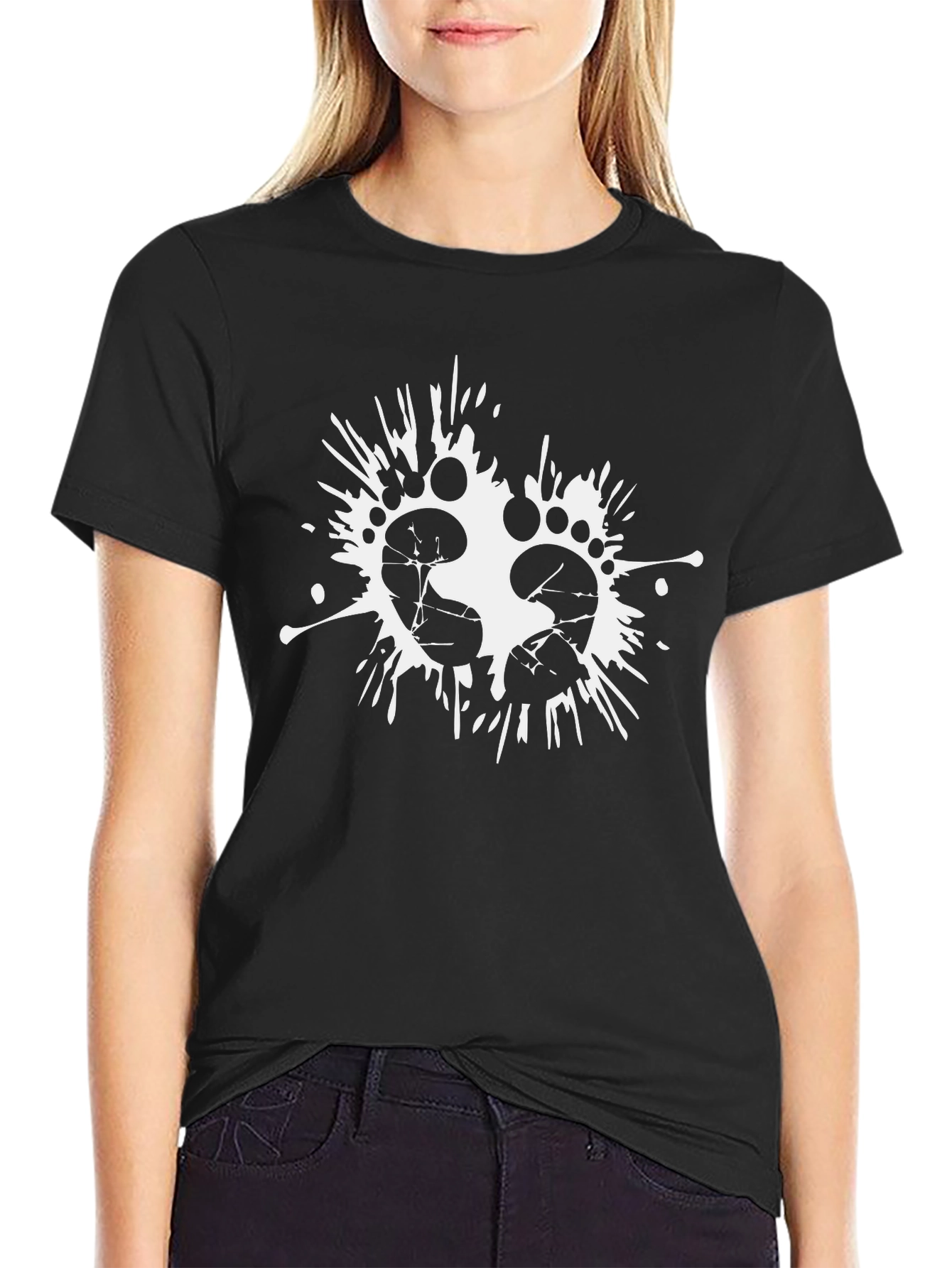 Footprint Splash Tee - Black Cotton Blend