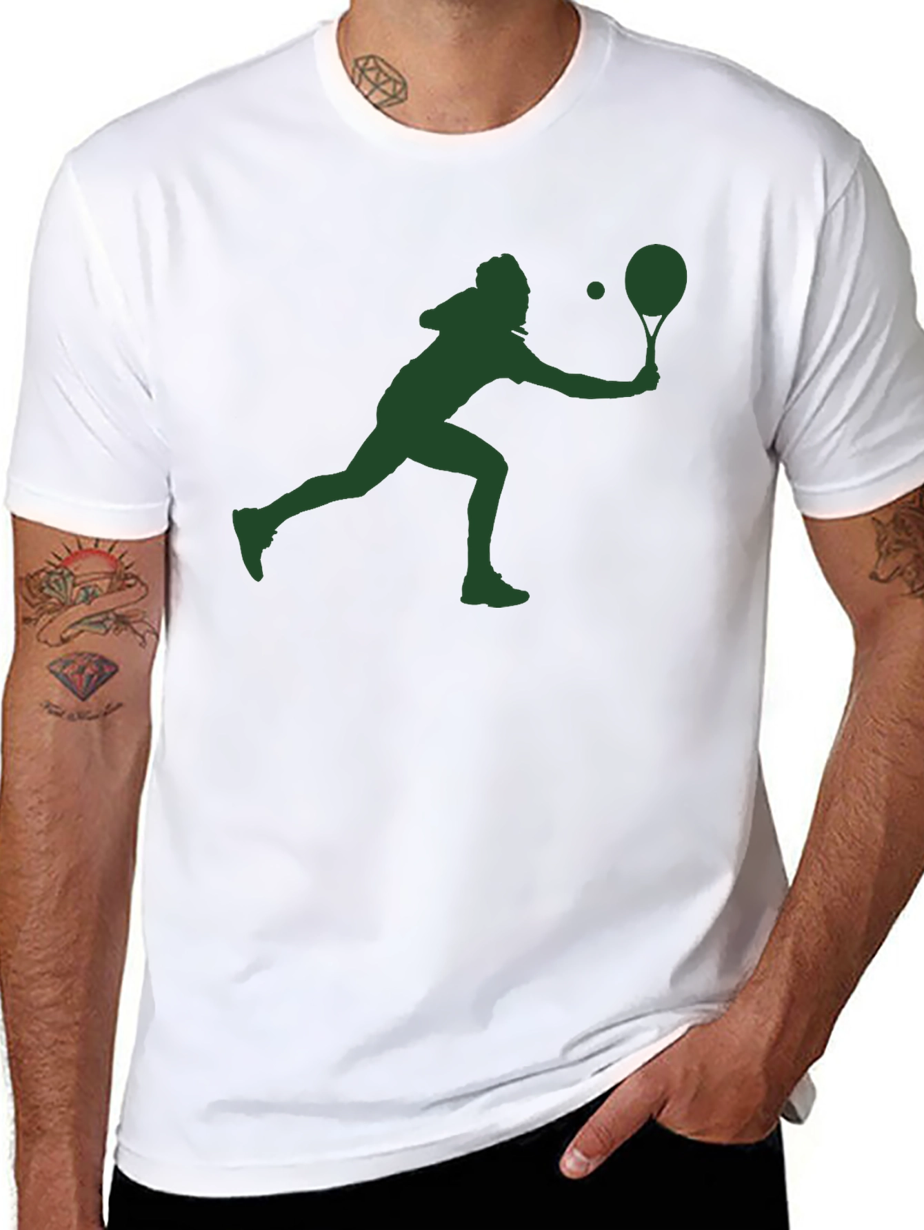 Tennis Player Silhouette T-Shirt - Black