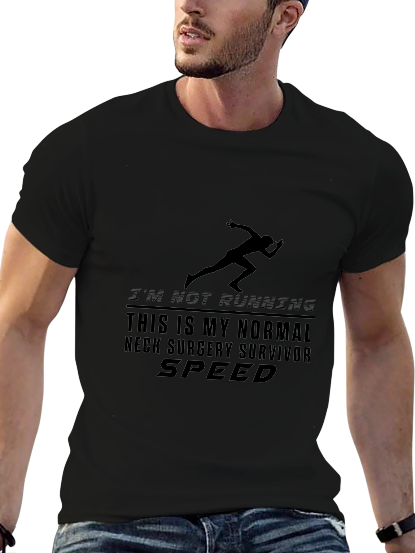 Neck Surgery Survivor Speed Black Graphic Tee