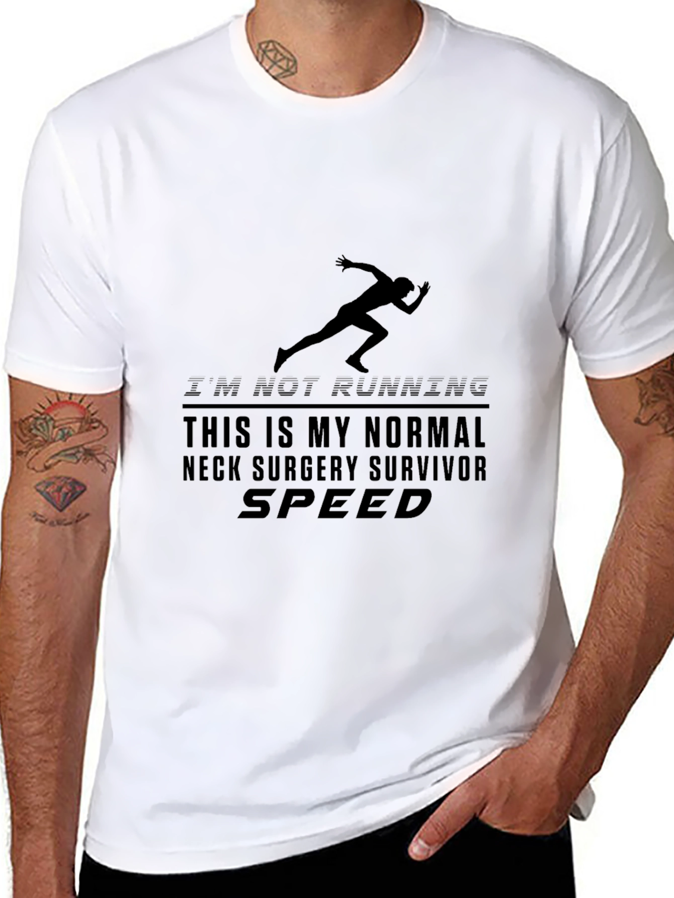 Neck Surgery Survivor Speed Black Graphic Tee