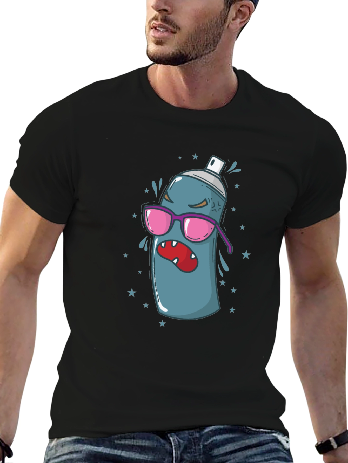 Cartoon Spray Can Graphic Tee