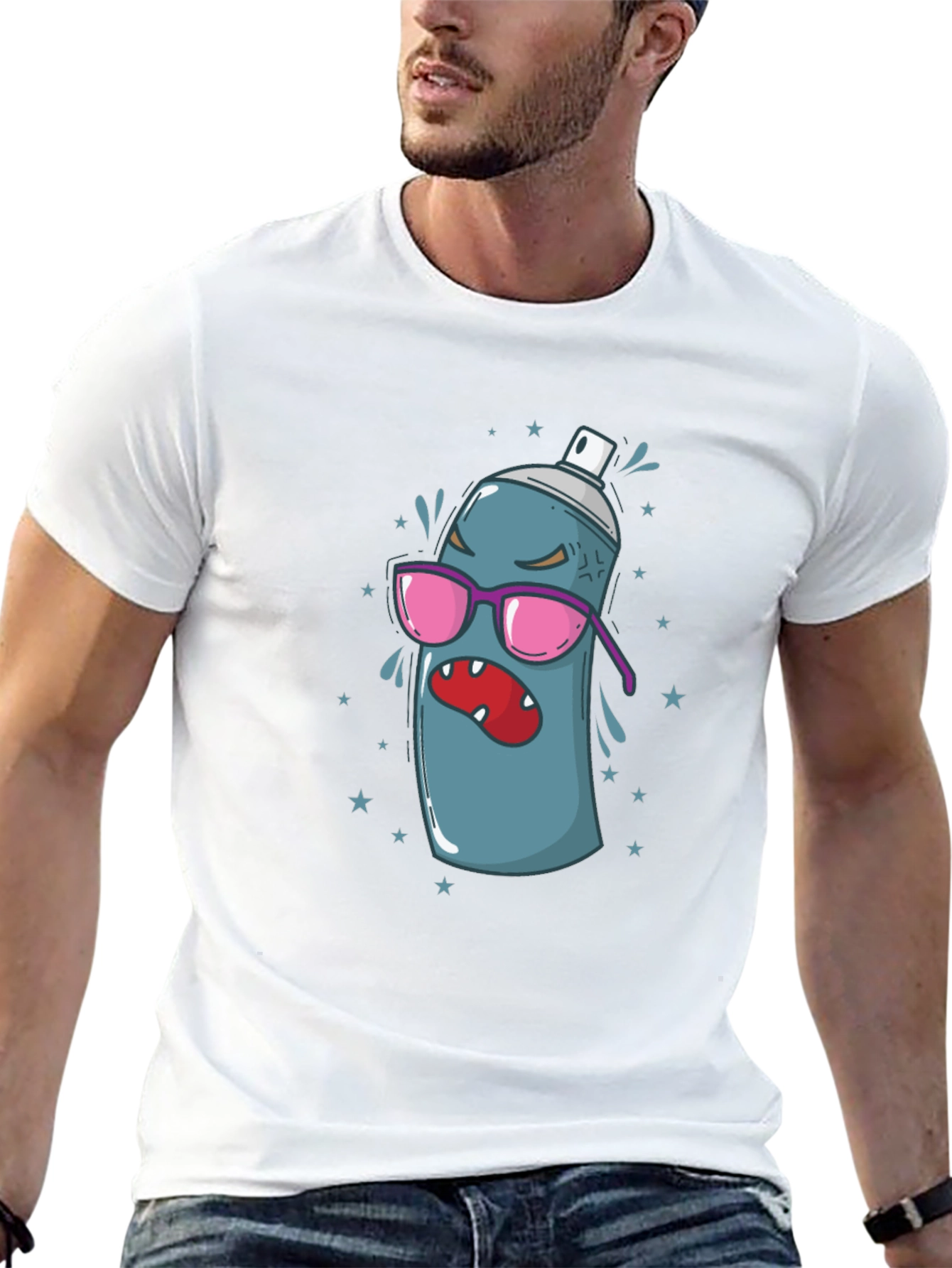 Cartoon Spray Can Graphic Tee