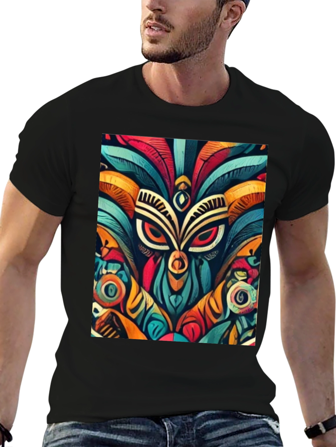 Vibrant Tribal Art Graphic Tee - Unique Design