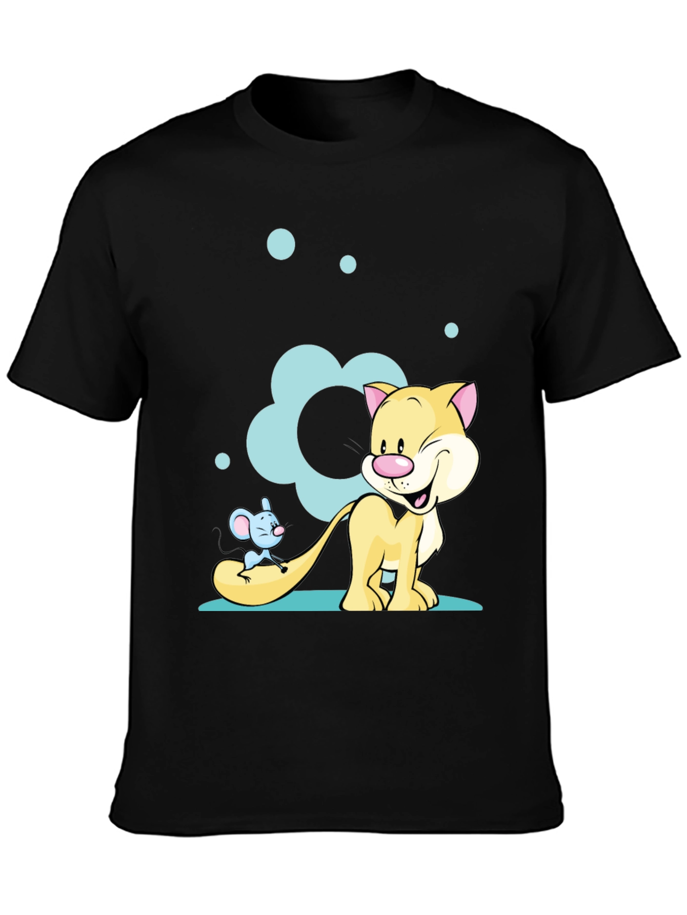 Cartoon Cat & Mouse Graphic T-Shirt