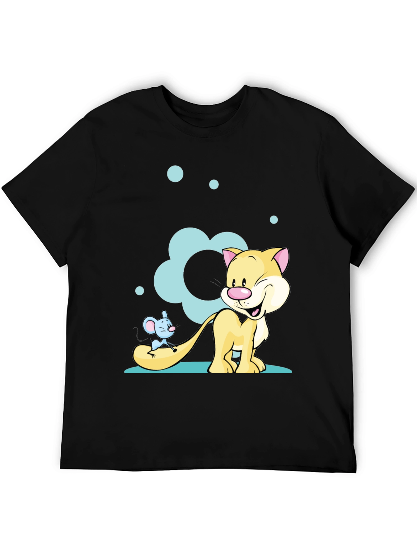 Cartoon Cat & Mouse Graphic T-Shirt