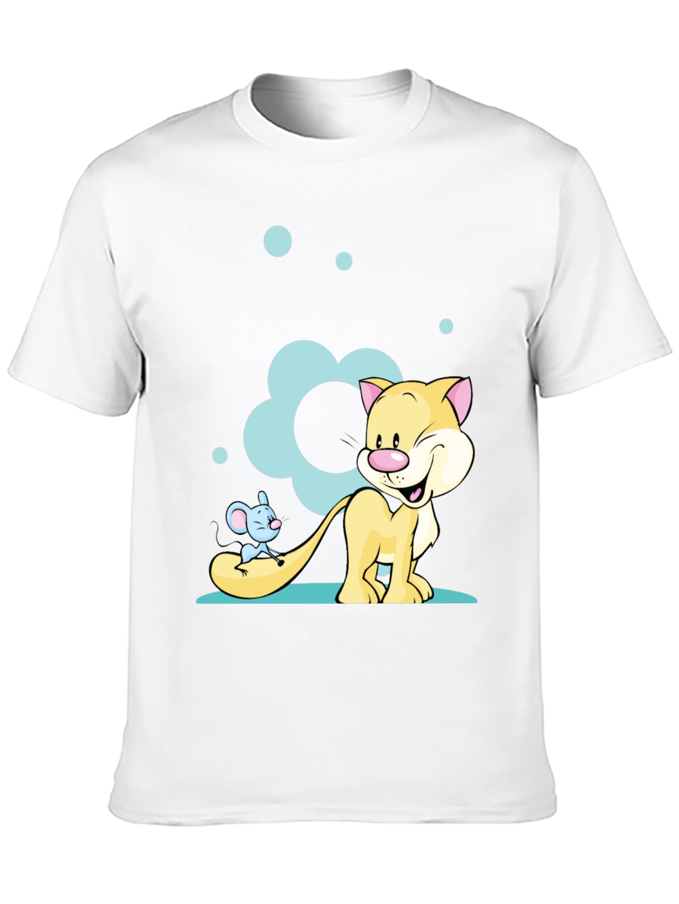 Cartoon Cat & Mouse Graphic T-Shirt