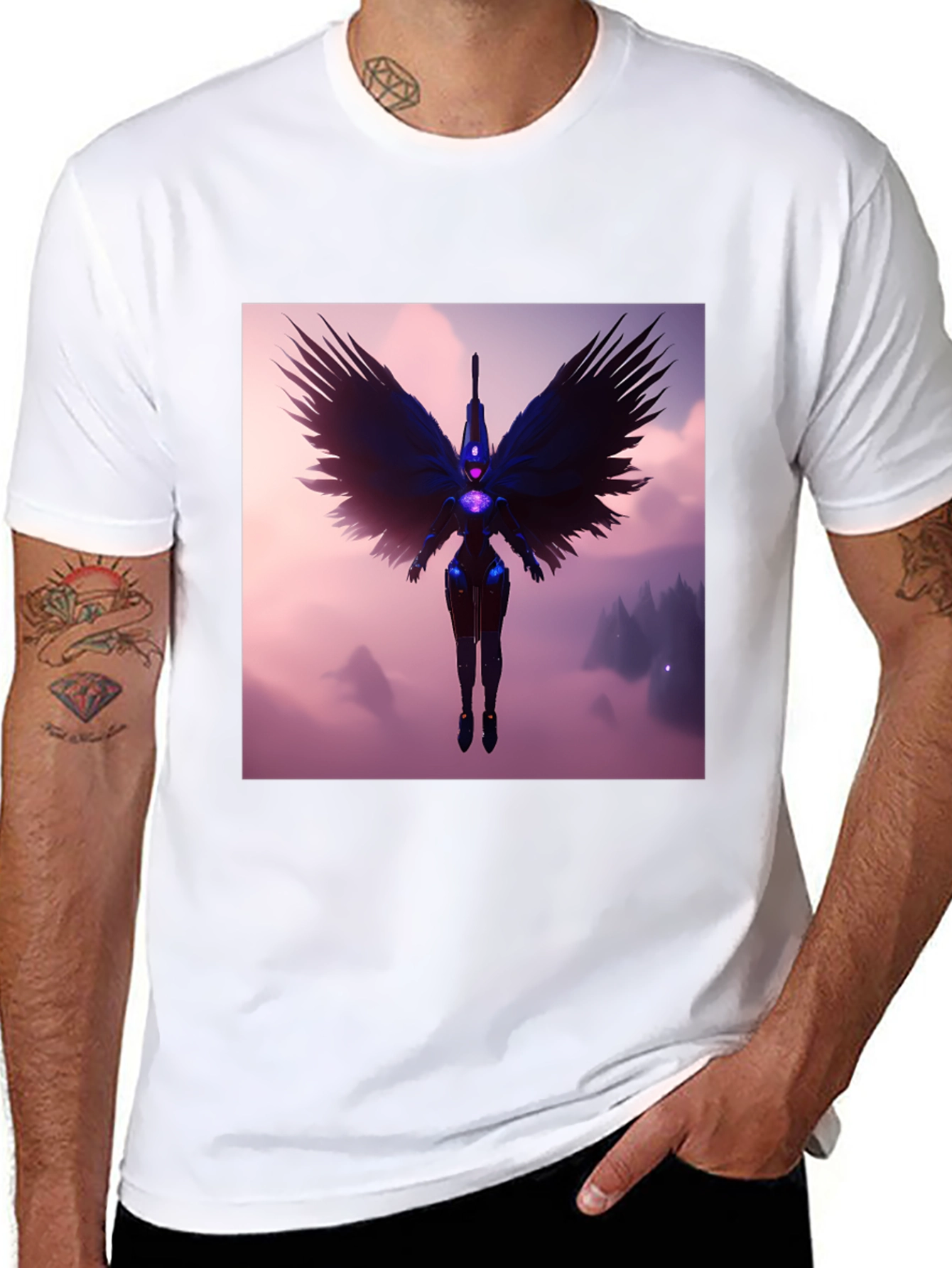 Winged Angel T-Shirt - Dark Fantasy Design