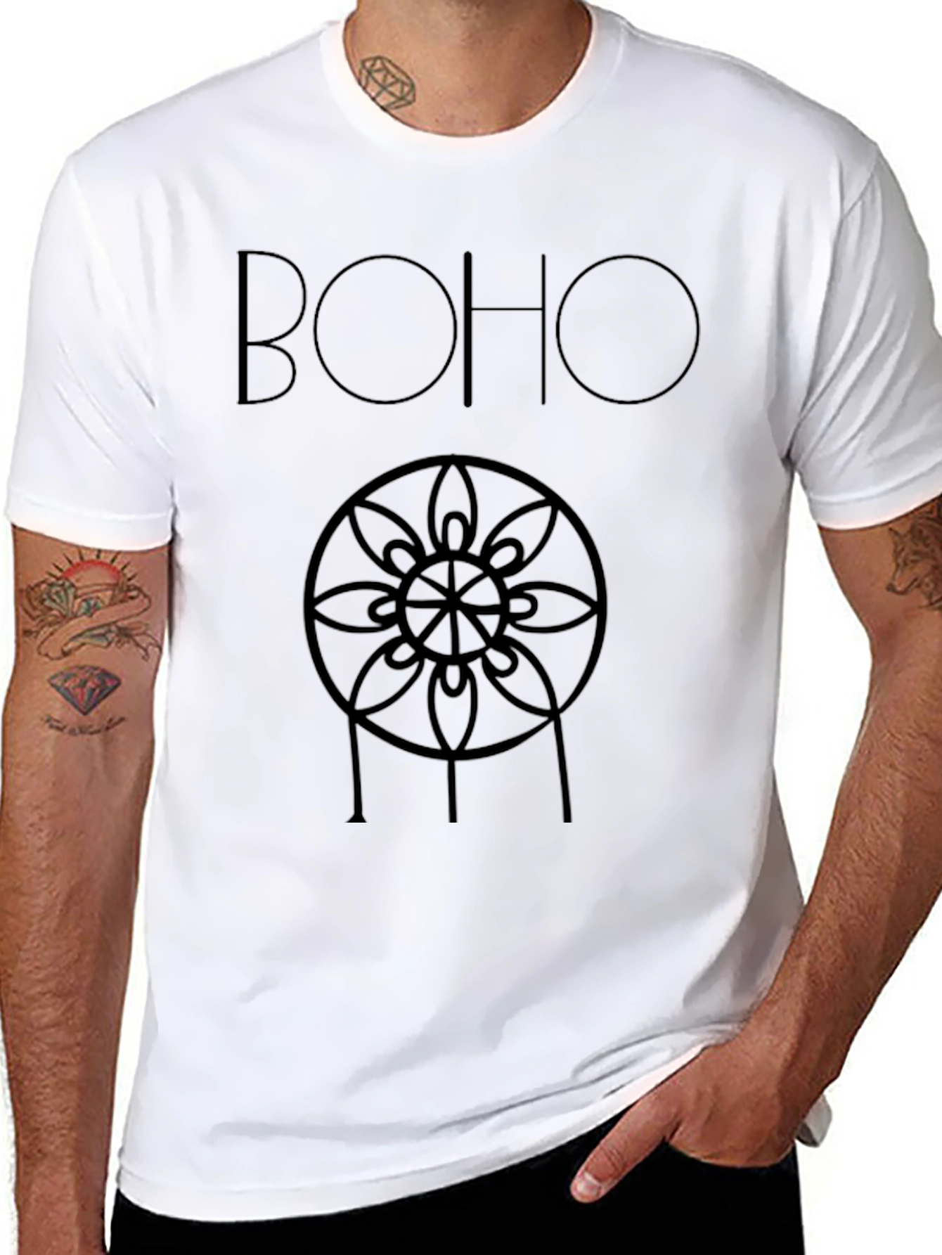 Boho Dreamcatcher Graphic Tee - Black